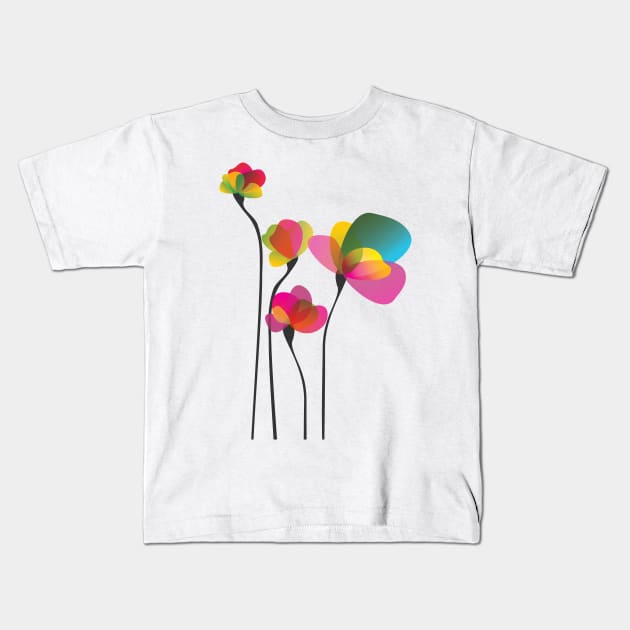 Abstract Flowers Kids T-Shirt by Jirka Svetlik